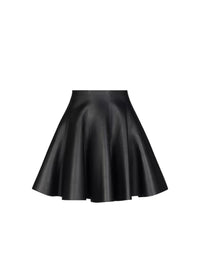 Leather scuba skater skirt - Black