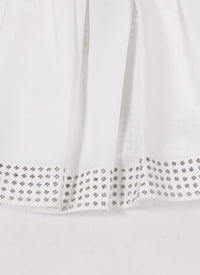 Short skirt with eyelets - White