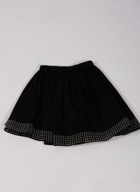 Jupe courte à œillets asymétrique - Noir