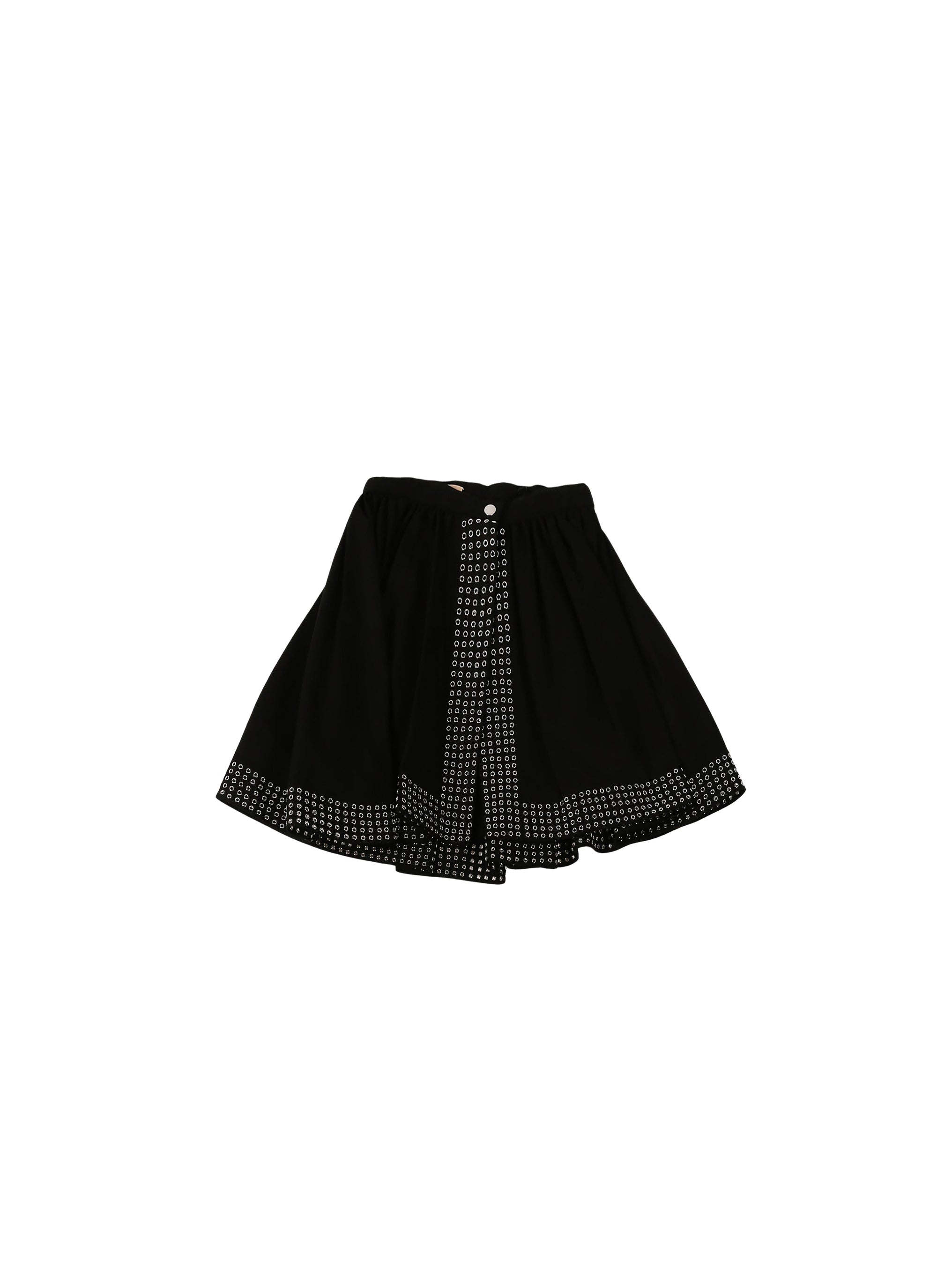 Jupe courte à œillets asymétrique - Noir