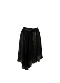 Jupe regular perforée en soie - Noir & Argent