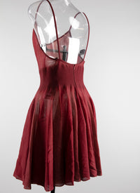 Long velvet dress with sheer details - Red & White
