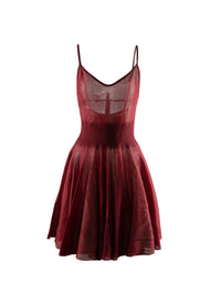 Long velvet dress with sheer details - Red & White