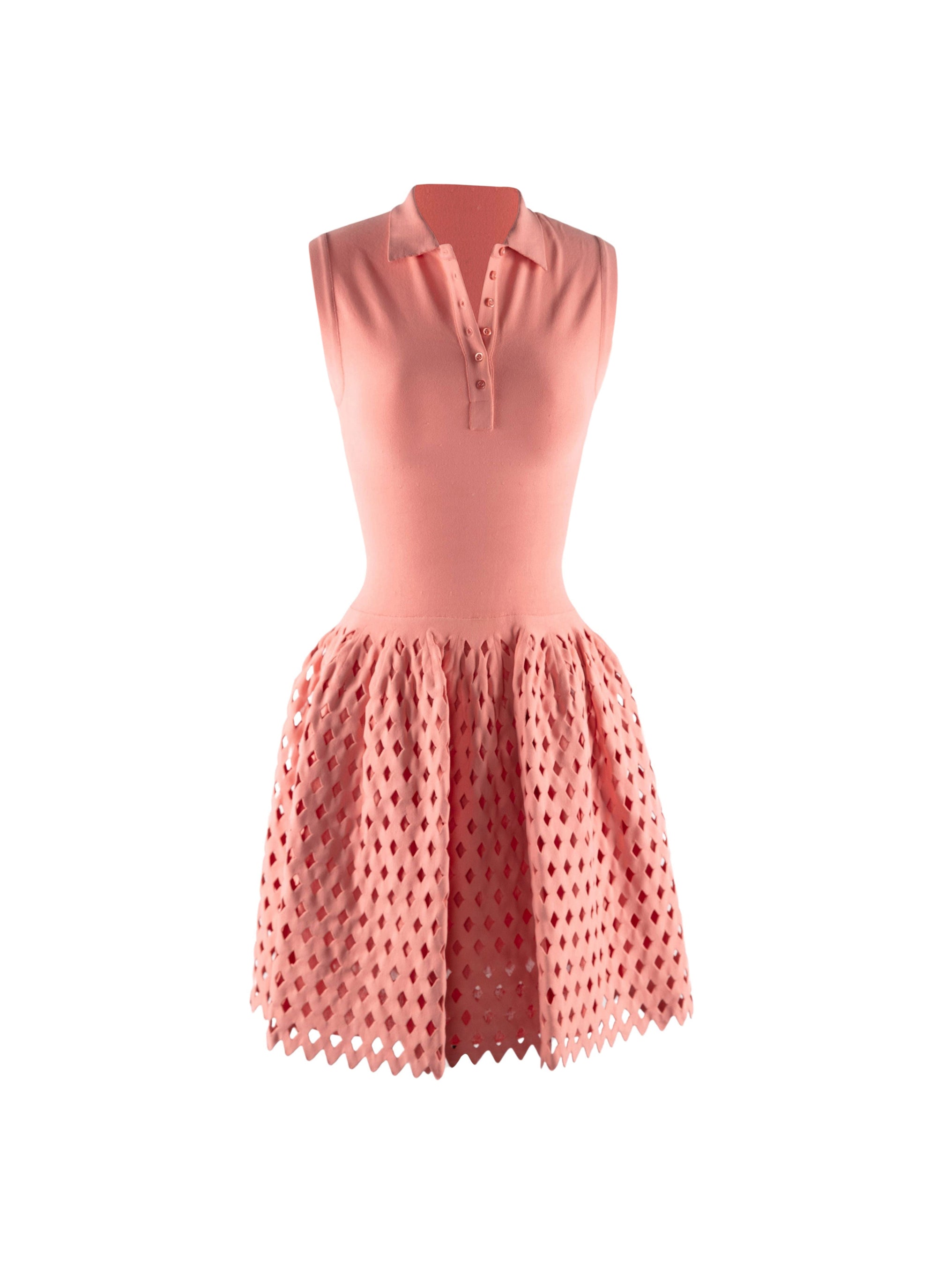 Polo dress and perforated skirt - Blush