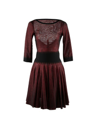 Velvet maxi dress with sheer sleeves - Black & Red