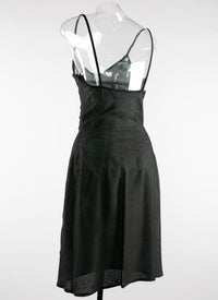 Shift dress in silk - Black & Green