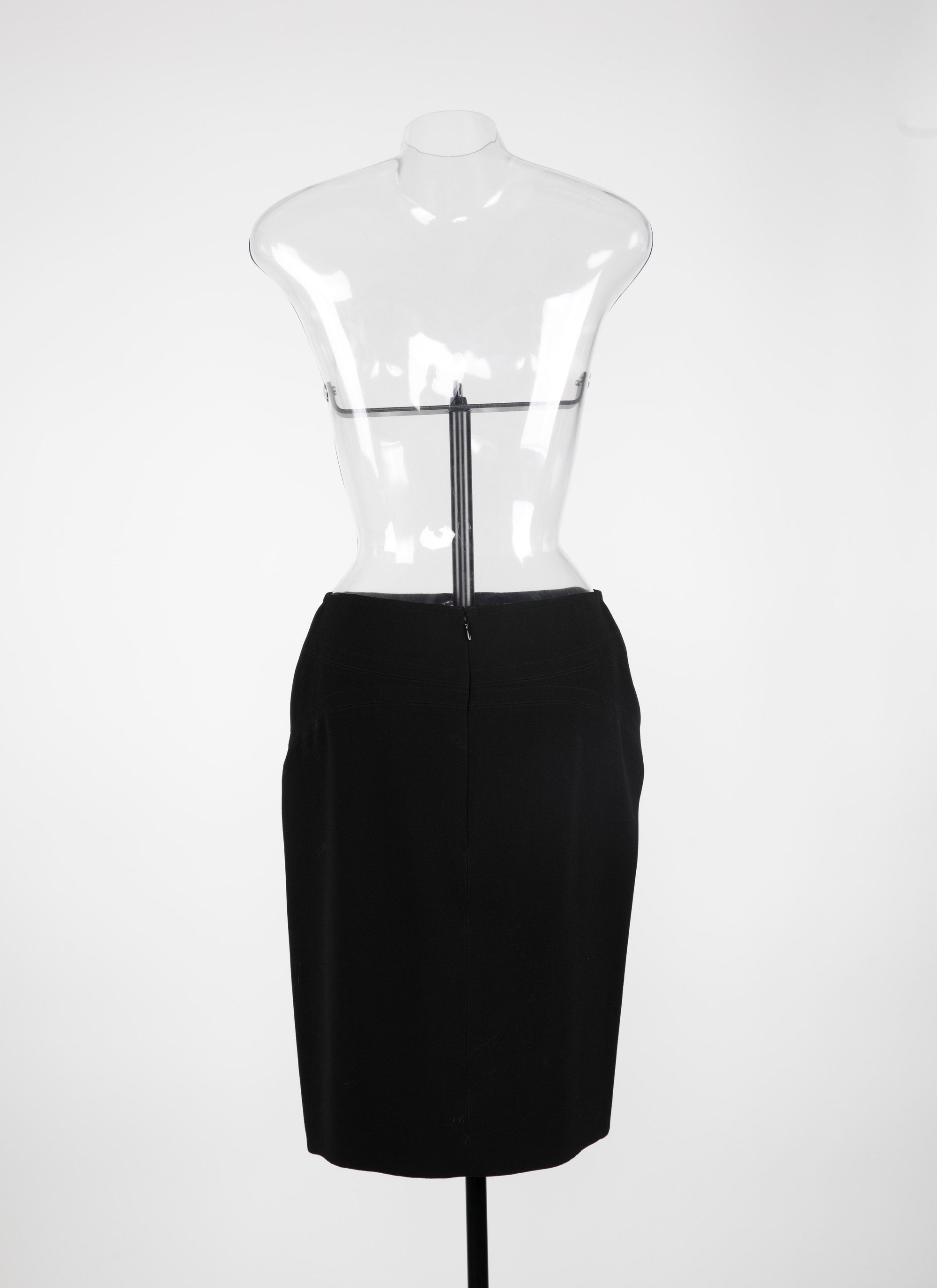 Jupe droite en gabardine de laine - Noir