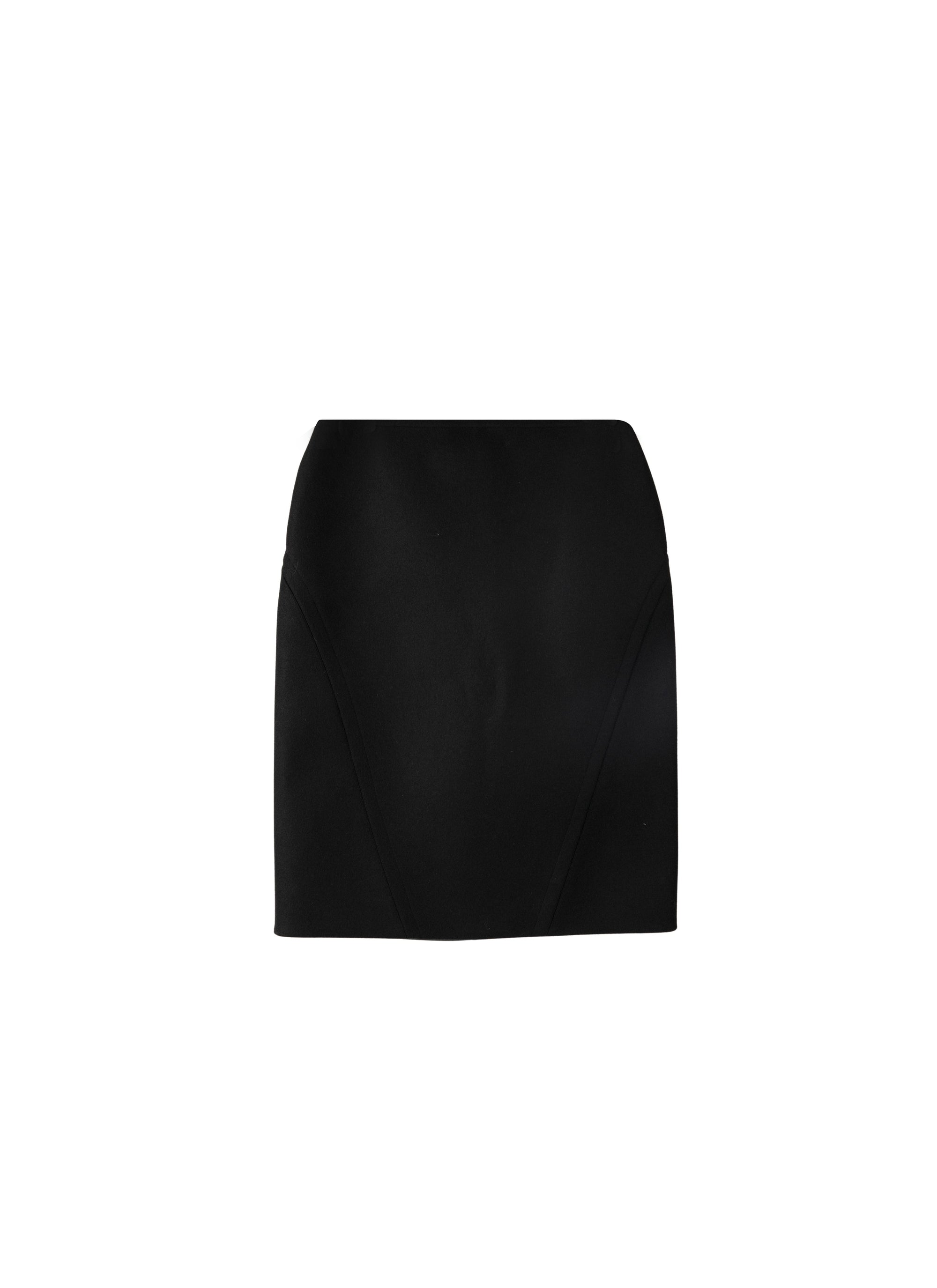 Jupe droite en gabardine de laine - Noir