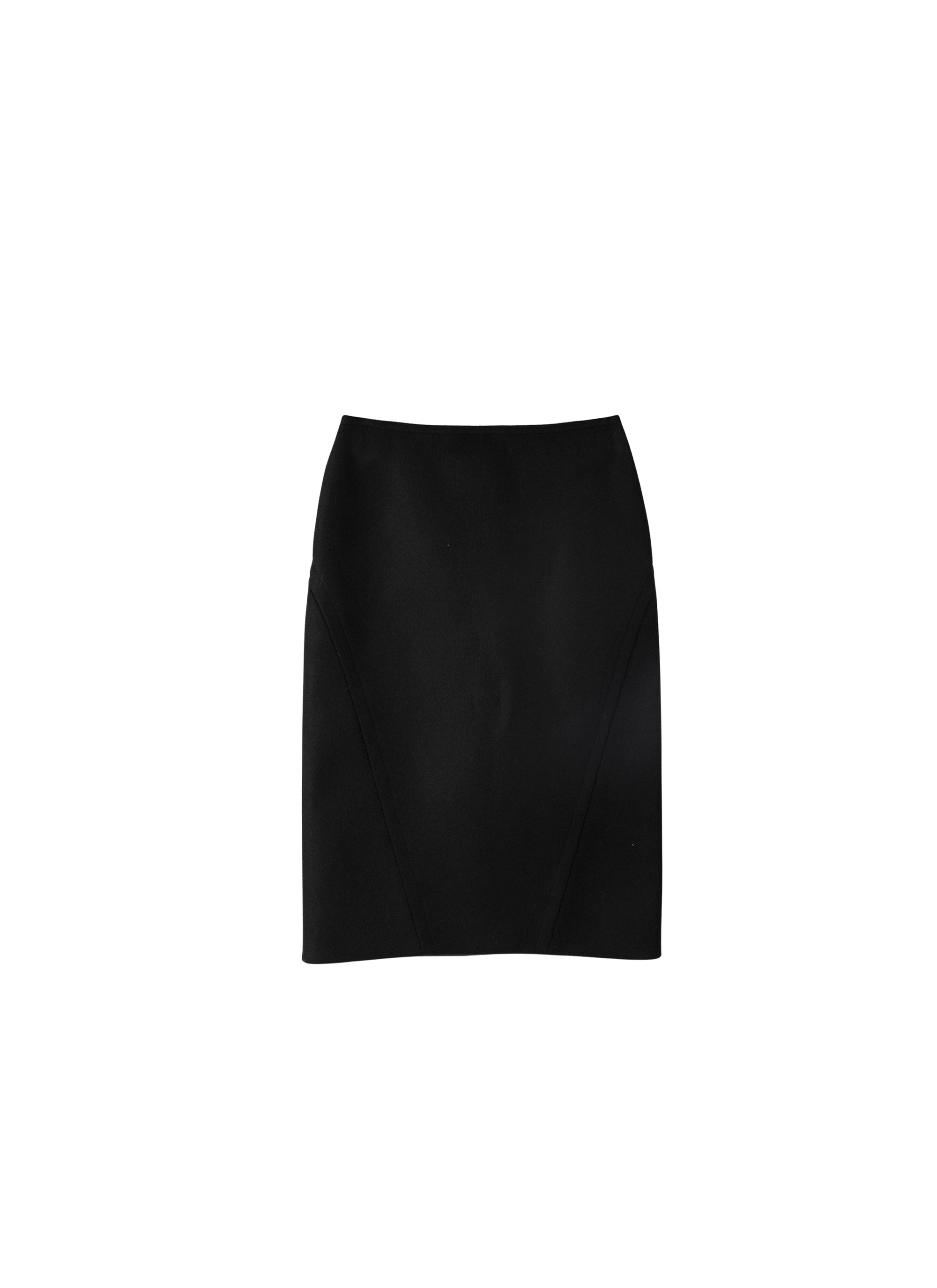 Plain pencil skirt with seam detail - Black intense
