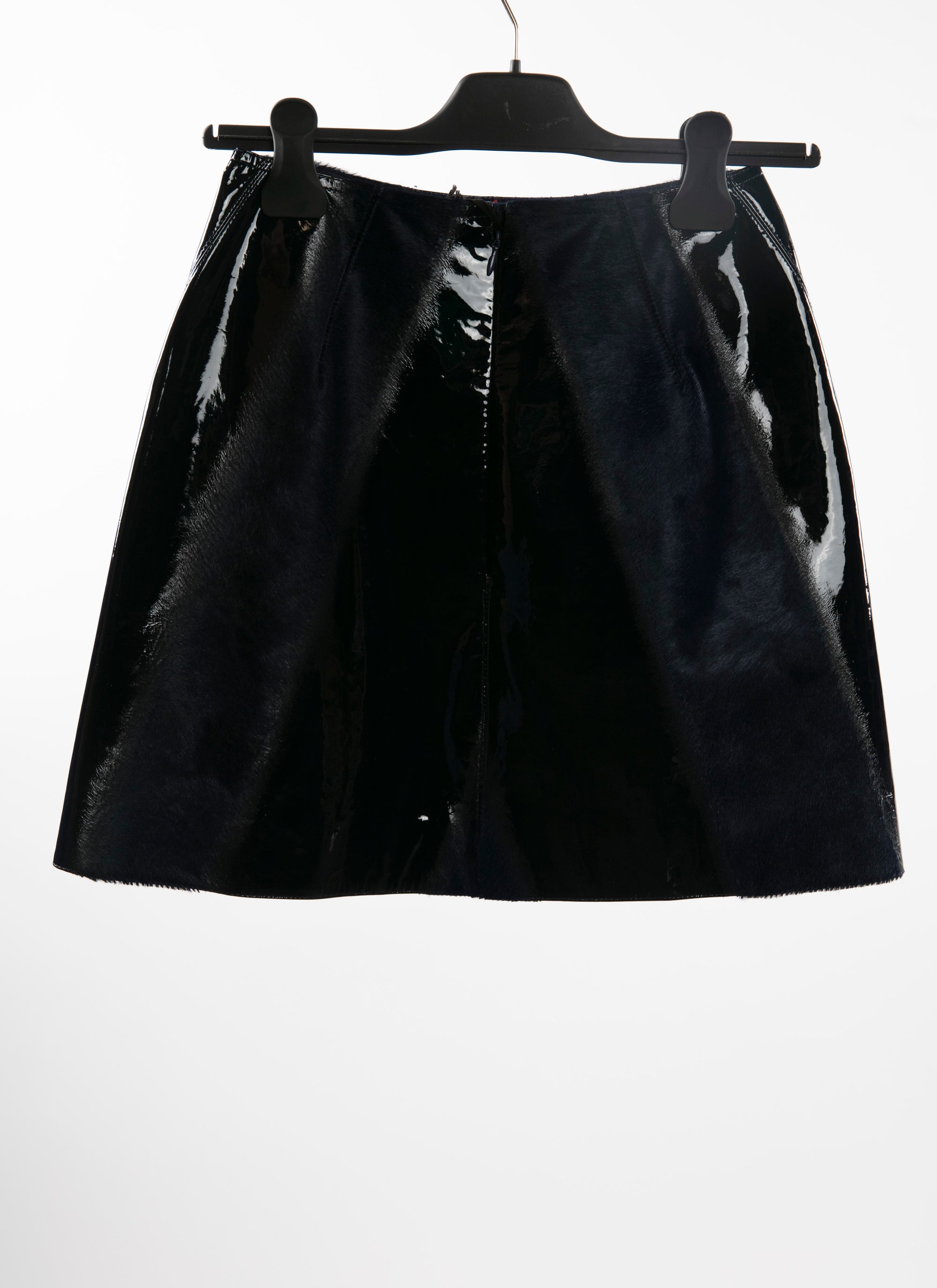 Mini jupe droite en cuir unie - Rouge & Blanc