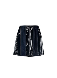 Jupe courte en cuir vernis - Saphir