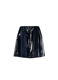 Plain leather mini pencil skirt - Sapphire