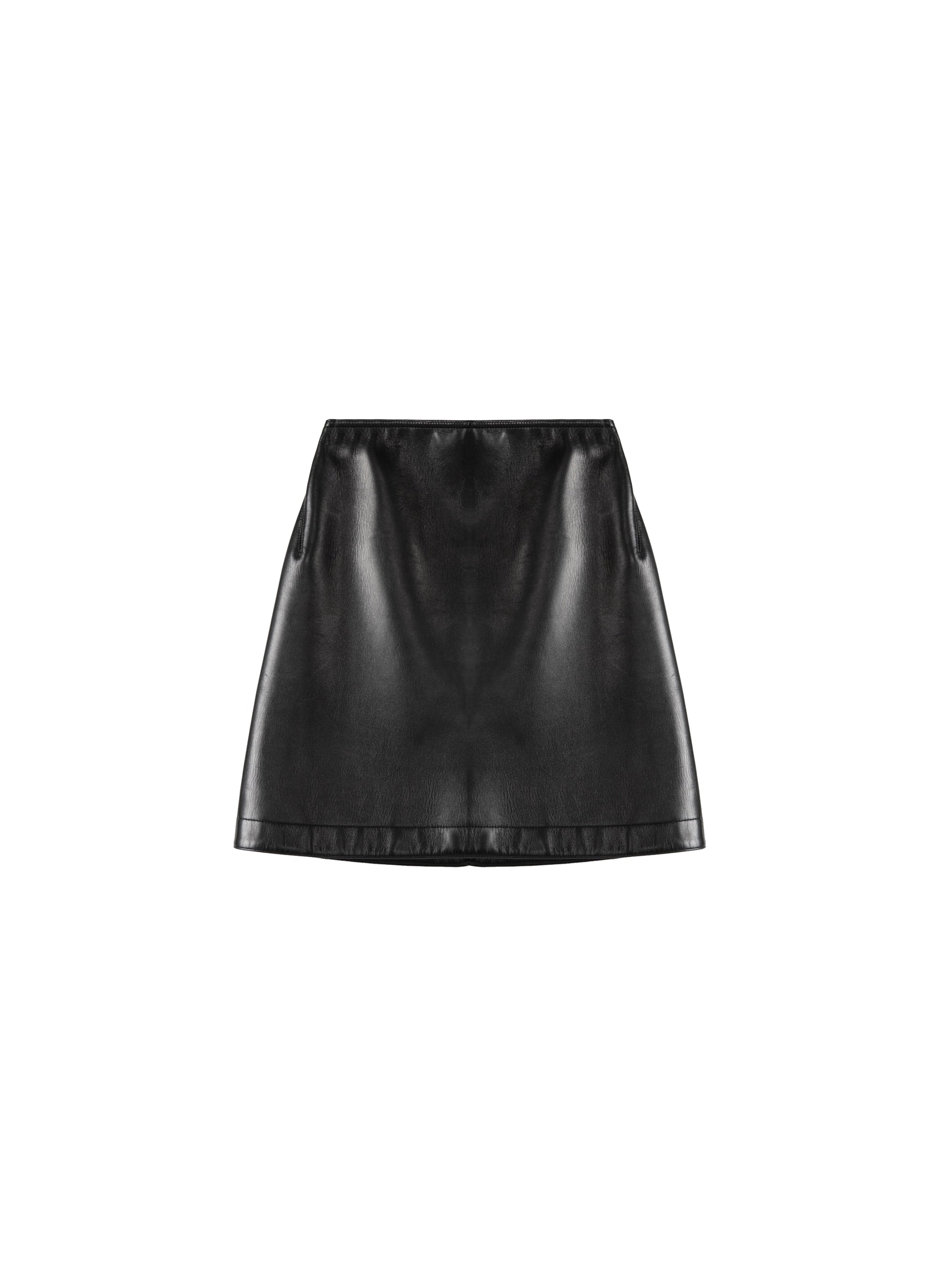 Jupe courte drapée en cuir - Noir
