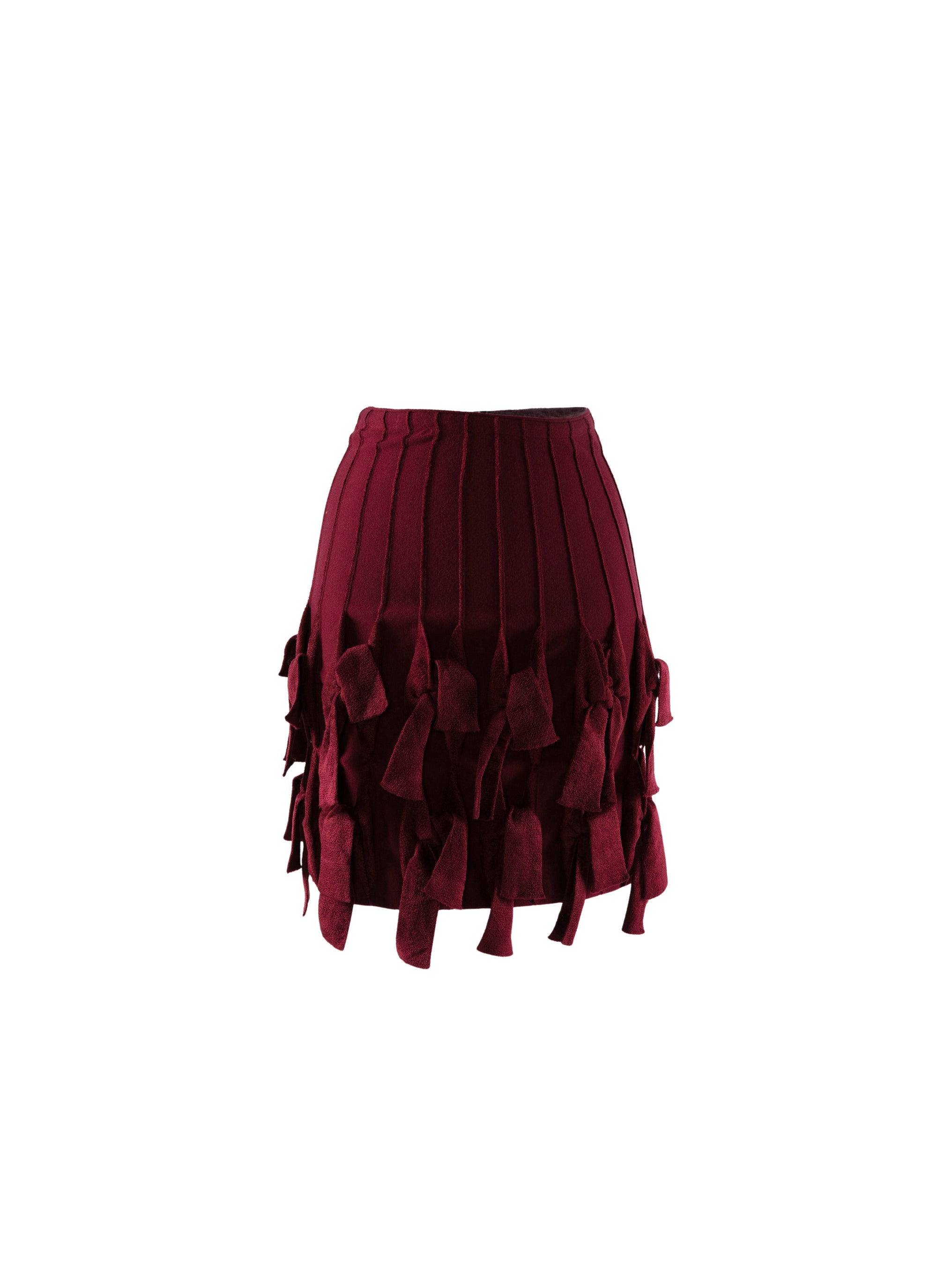 Short skirt in wool with embossed detail - Cherry