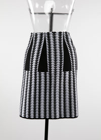 Jupe droite courte en laine - Noir & Blanc