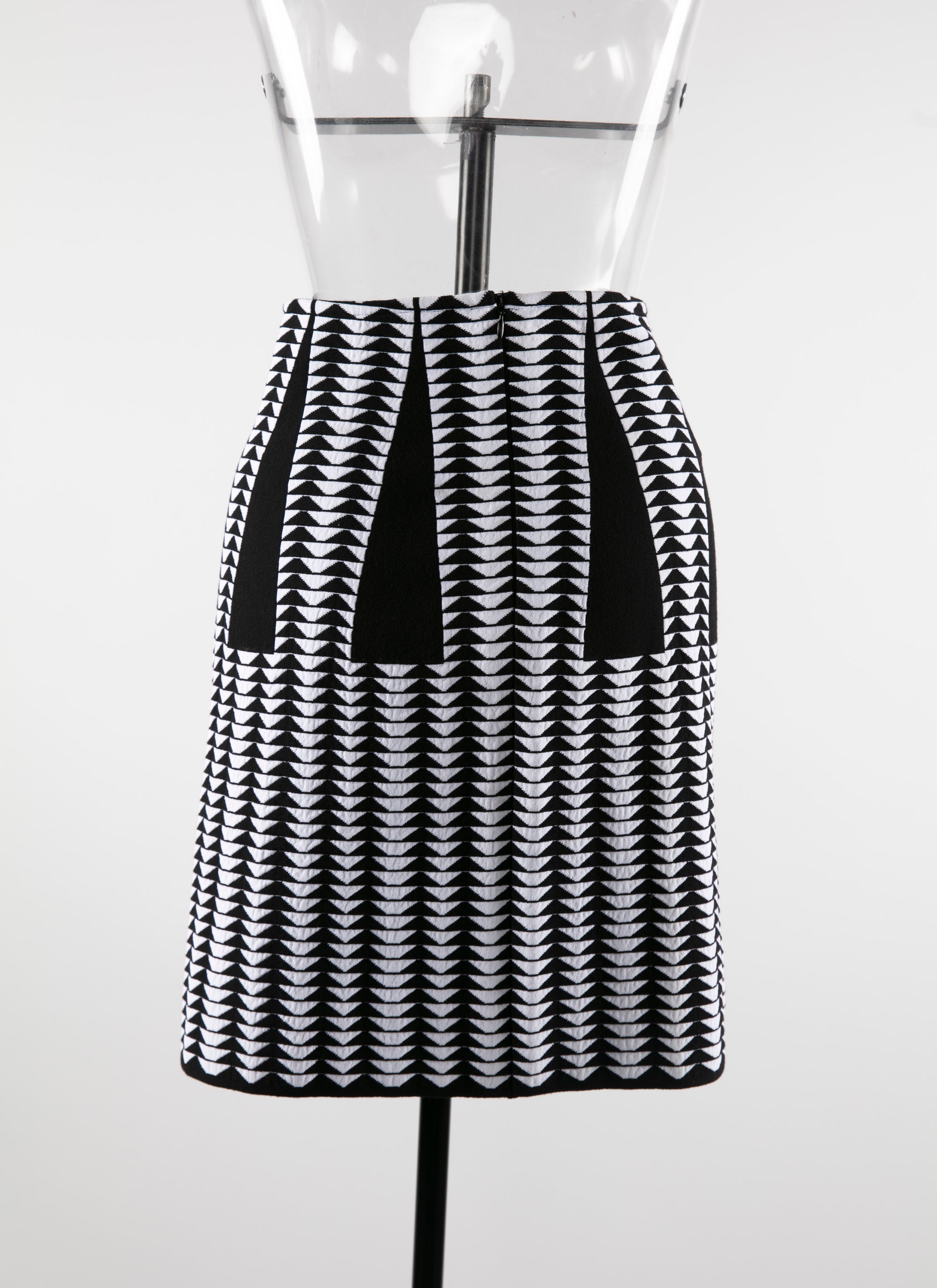 Jupe droite courte en laine - Noir & Blanc