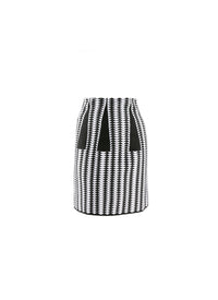Jupe droite courte en laine - Noir & Blanc