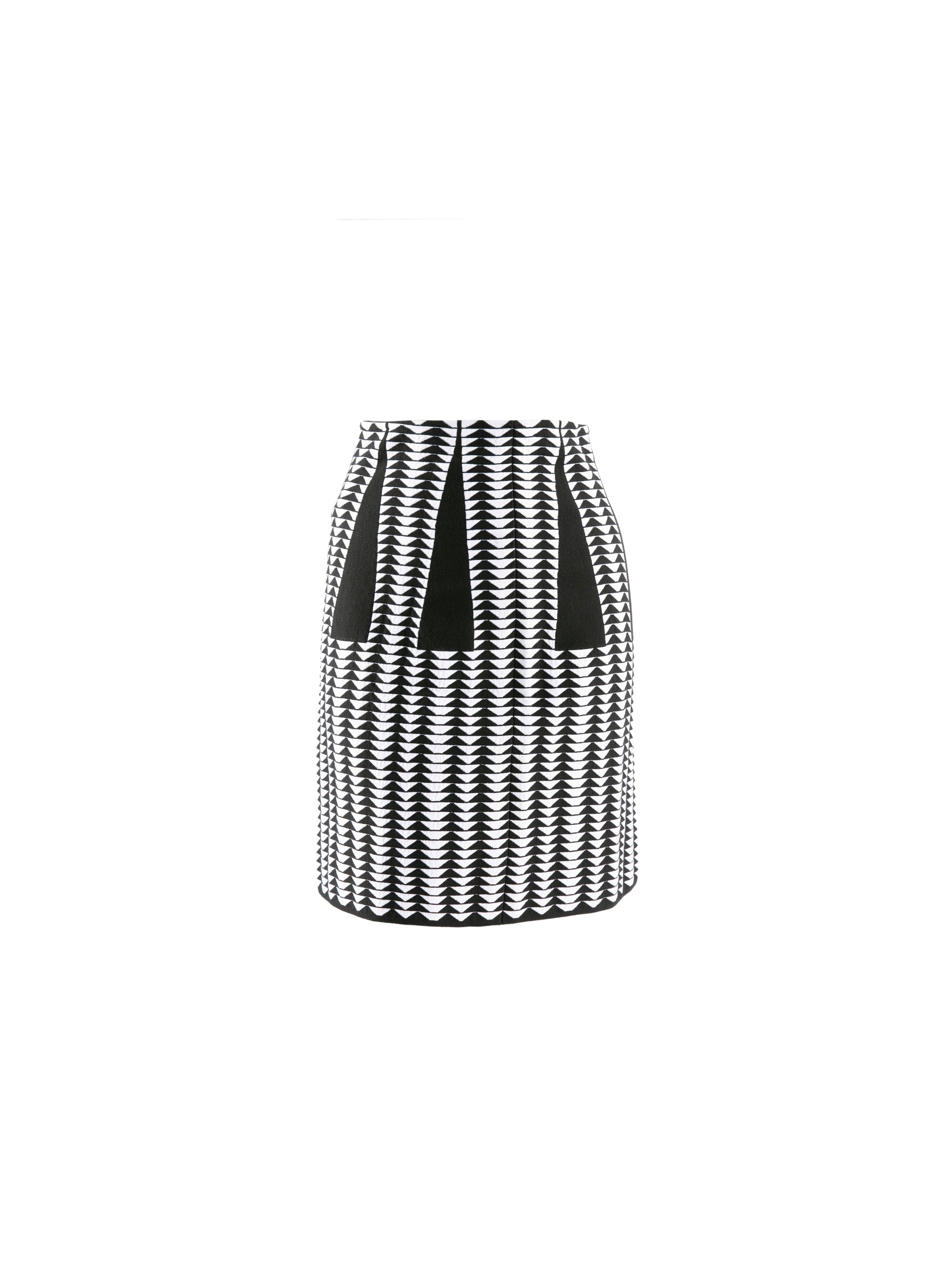 Jupe droite courte en laine - Noir & Blanc