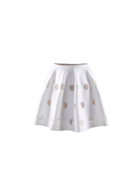 Short skirt with geometric pattern - White iridescent