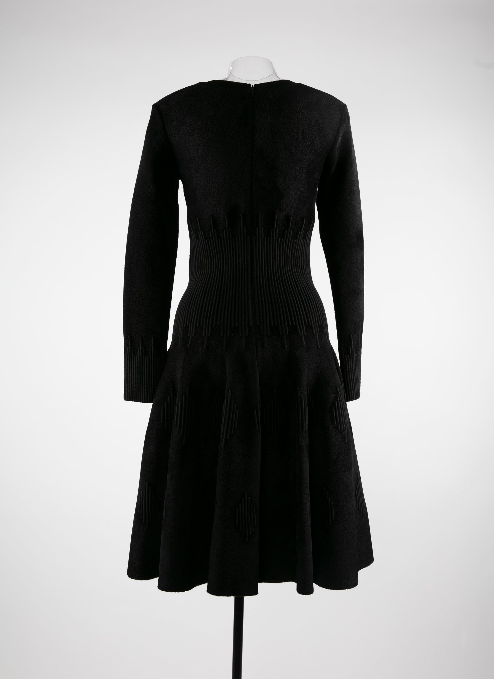 Robe velours avec finitions côtelées - Noir