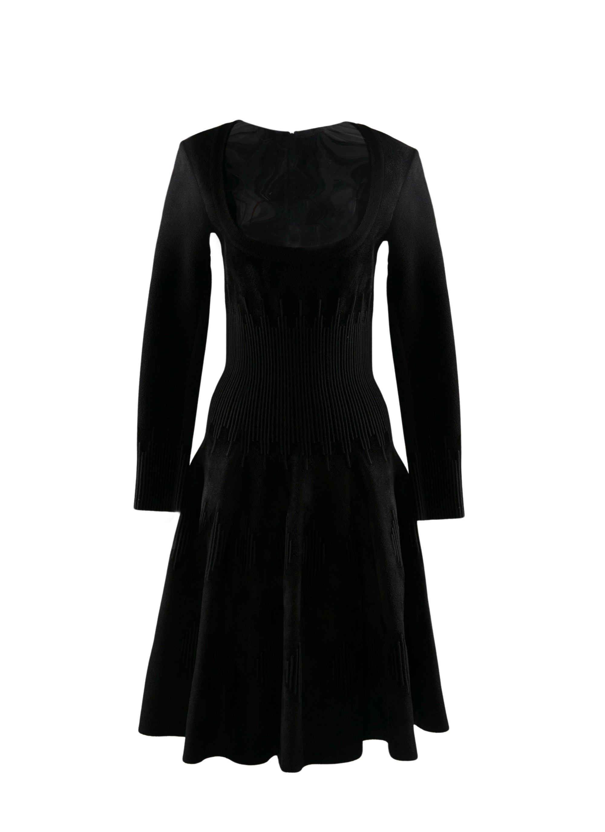 Robe velours avec finitions côtelées - Noir