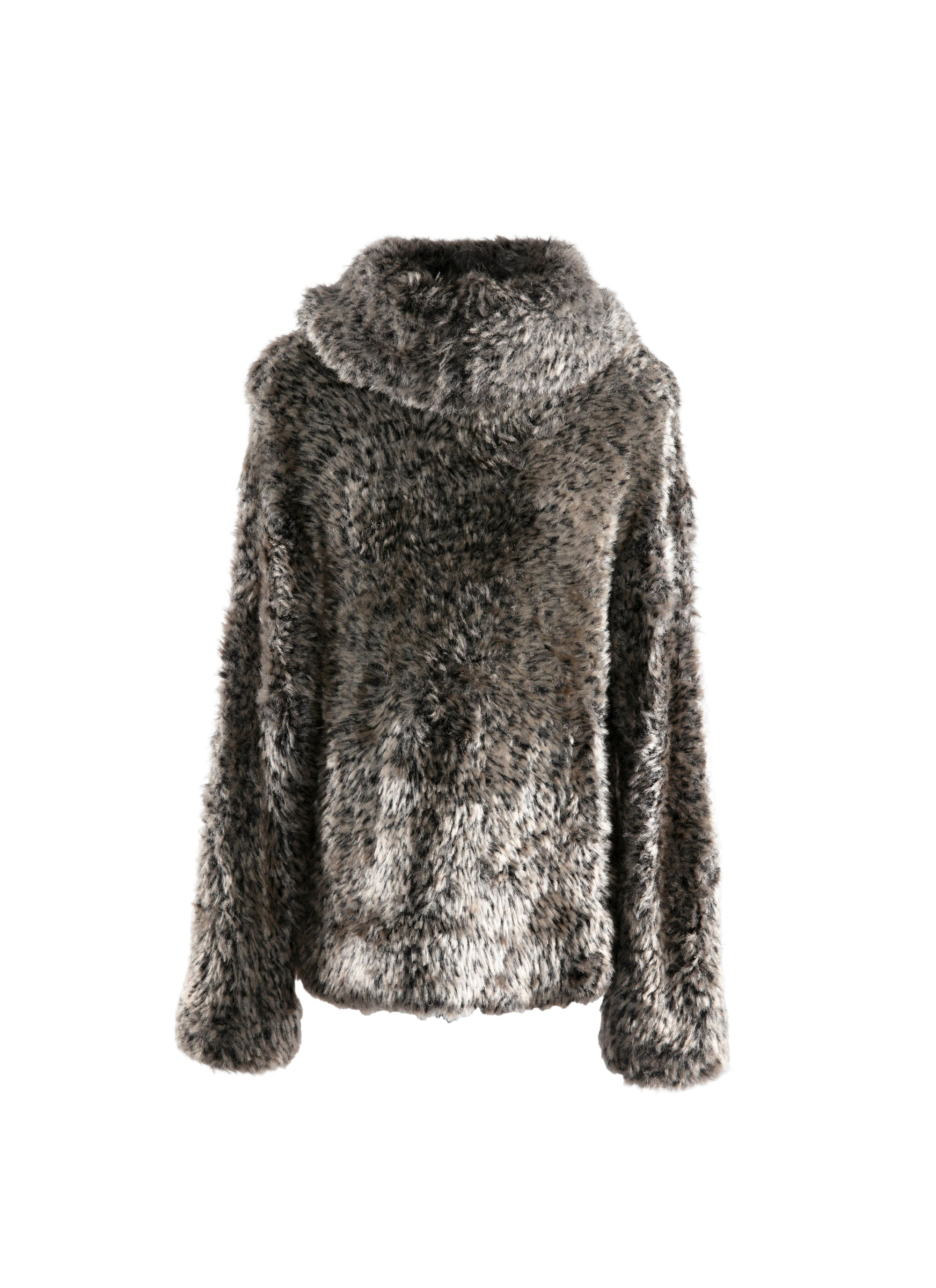 Pull manches longues fausse fourrure à capuche en laine - Nude & Blanc