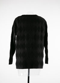Pull manches longues à motif embossé losange en laine - Noir & Noir