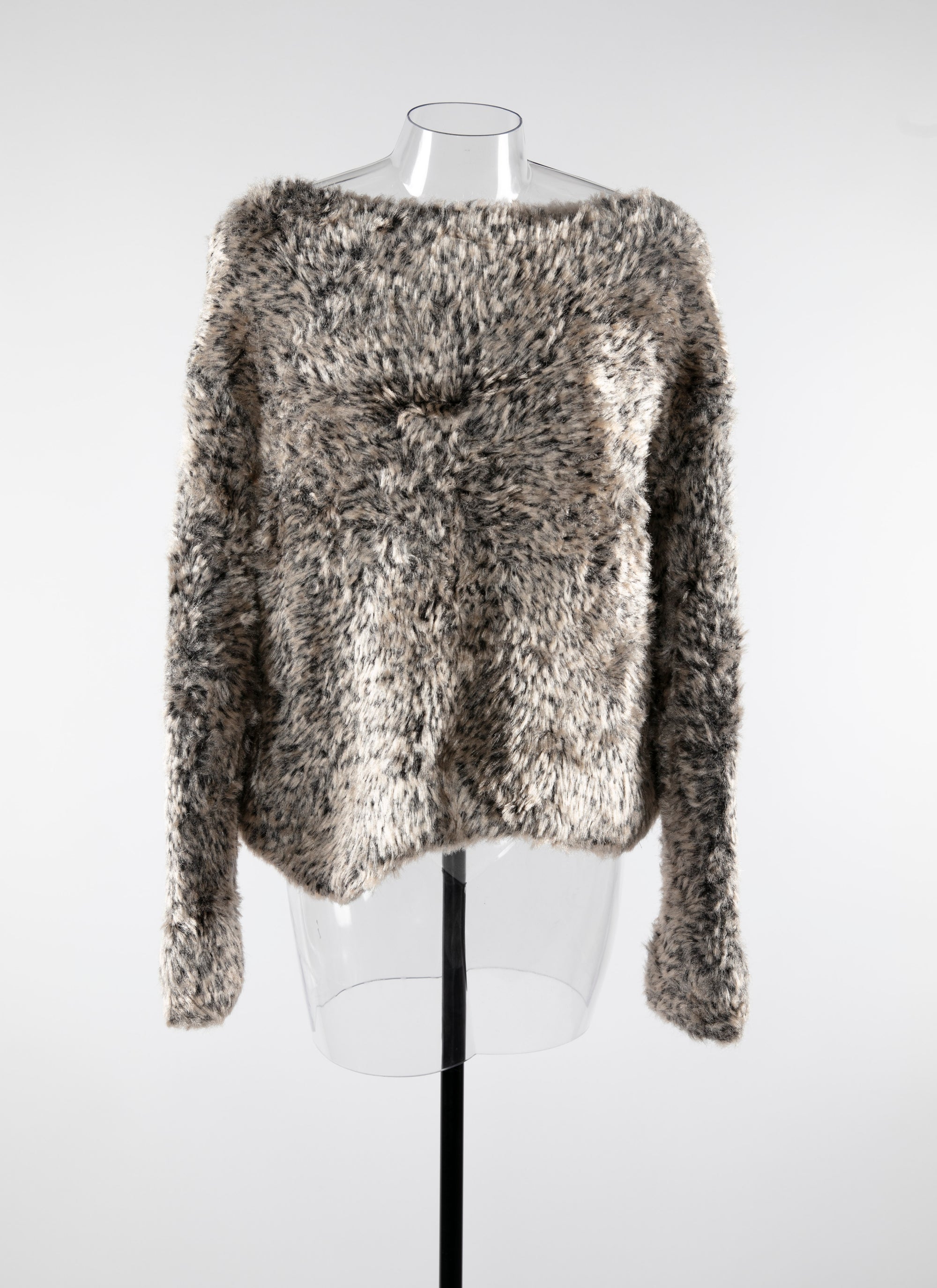 Pull douillet à texture peluche - Nude & Blanc
