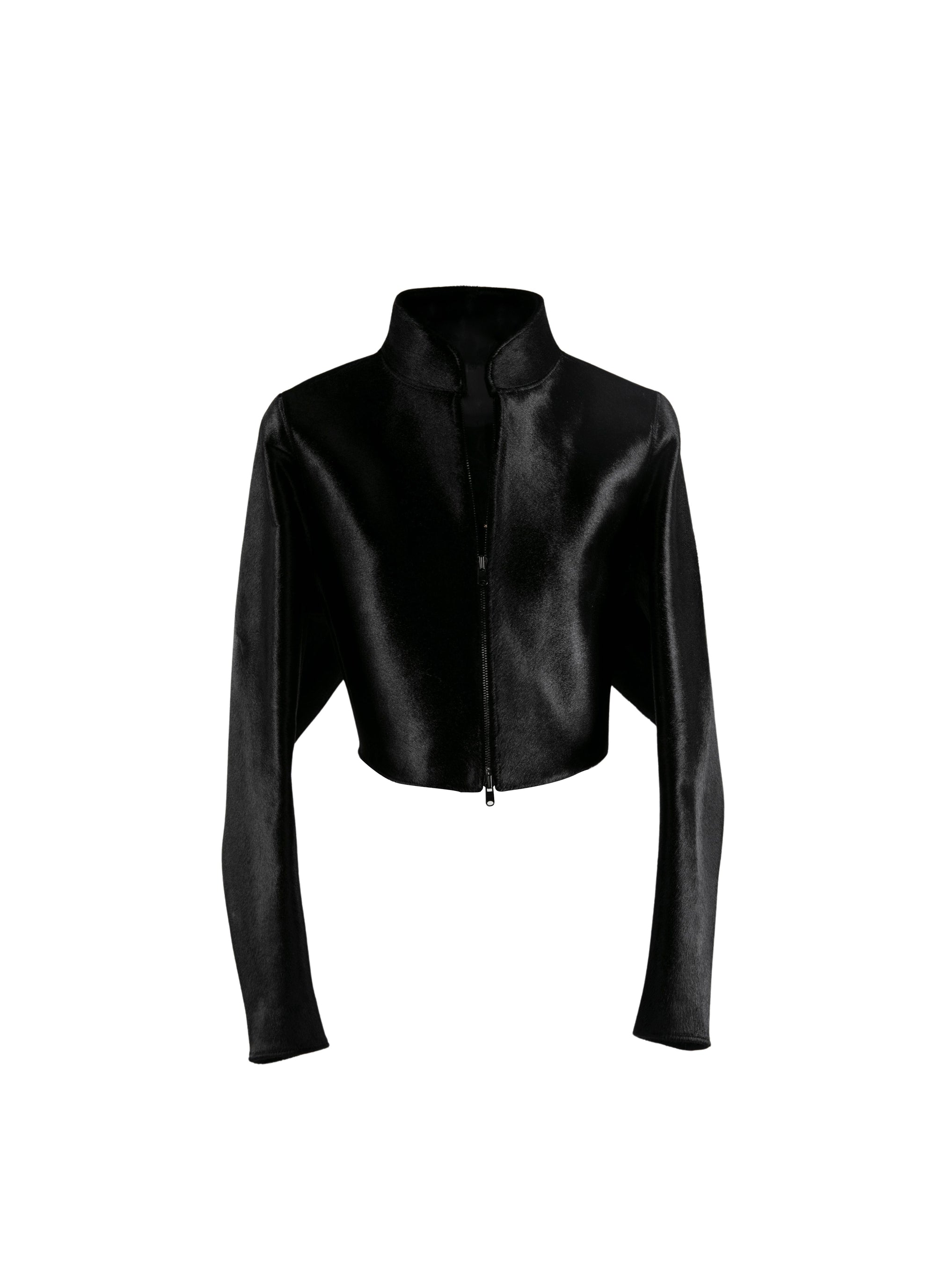 Bolero à manches longues en cuir - Noir