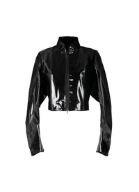 Veste à manches longues en cuir vernis - Noir