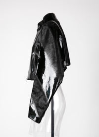 Veste à manches longues en cuir vernis - Noir