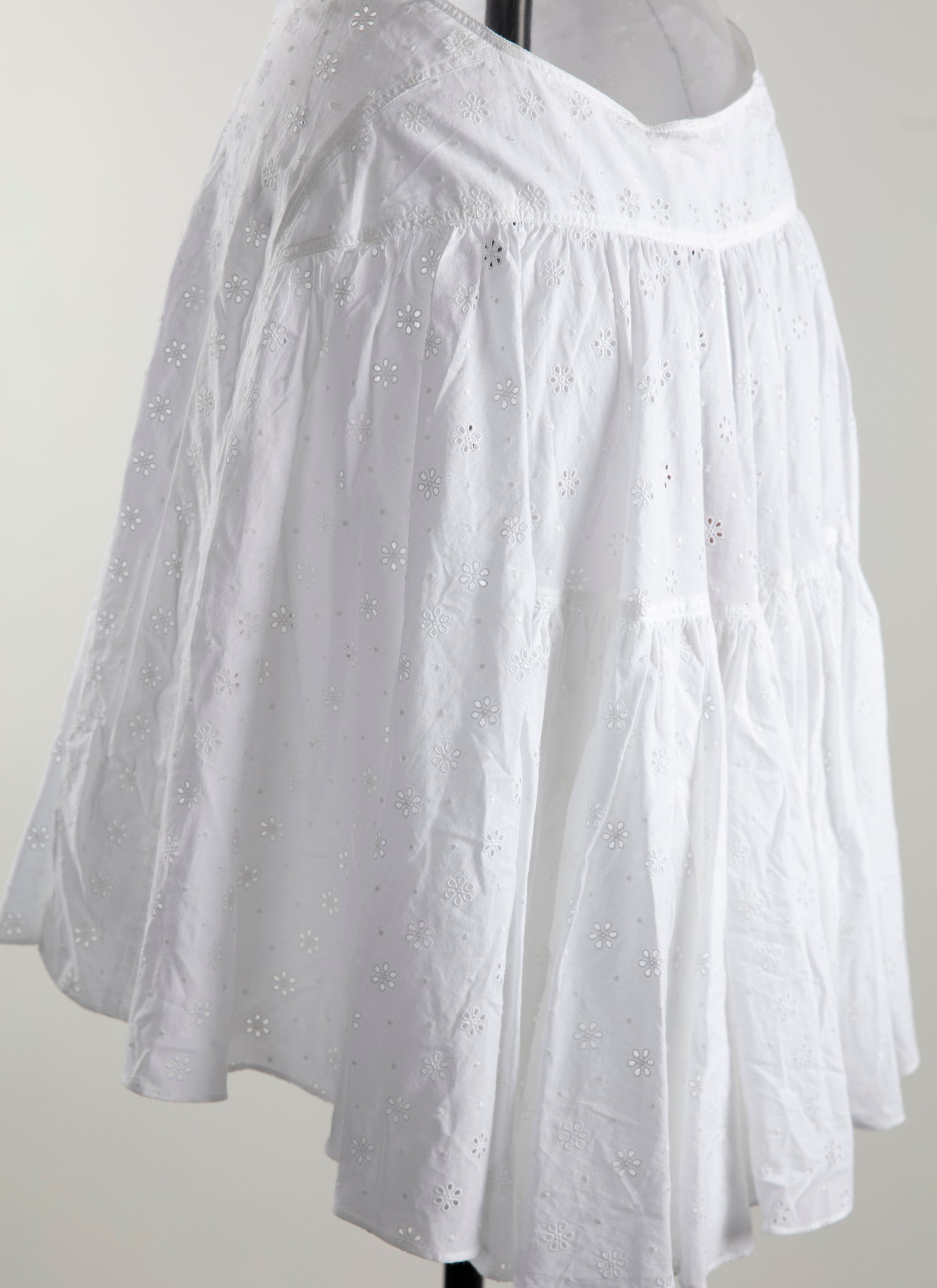 Jupe boutonnée ajourée sans doublure - Blanc intense