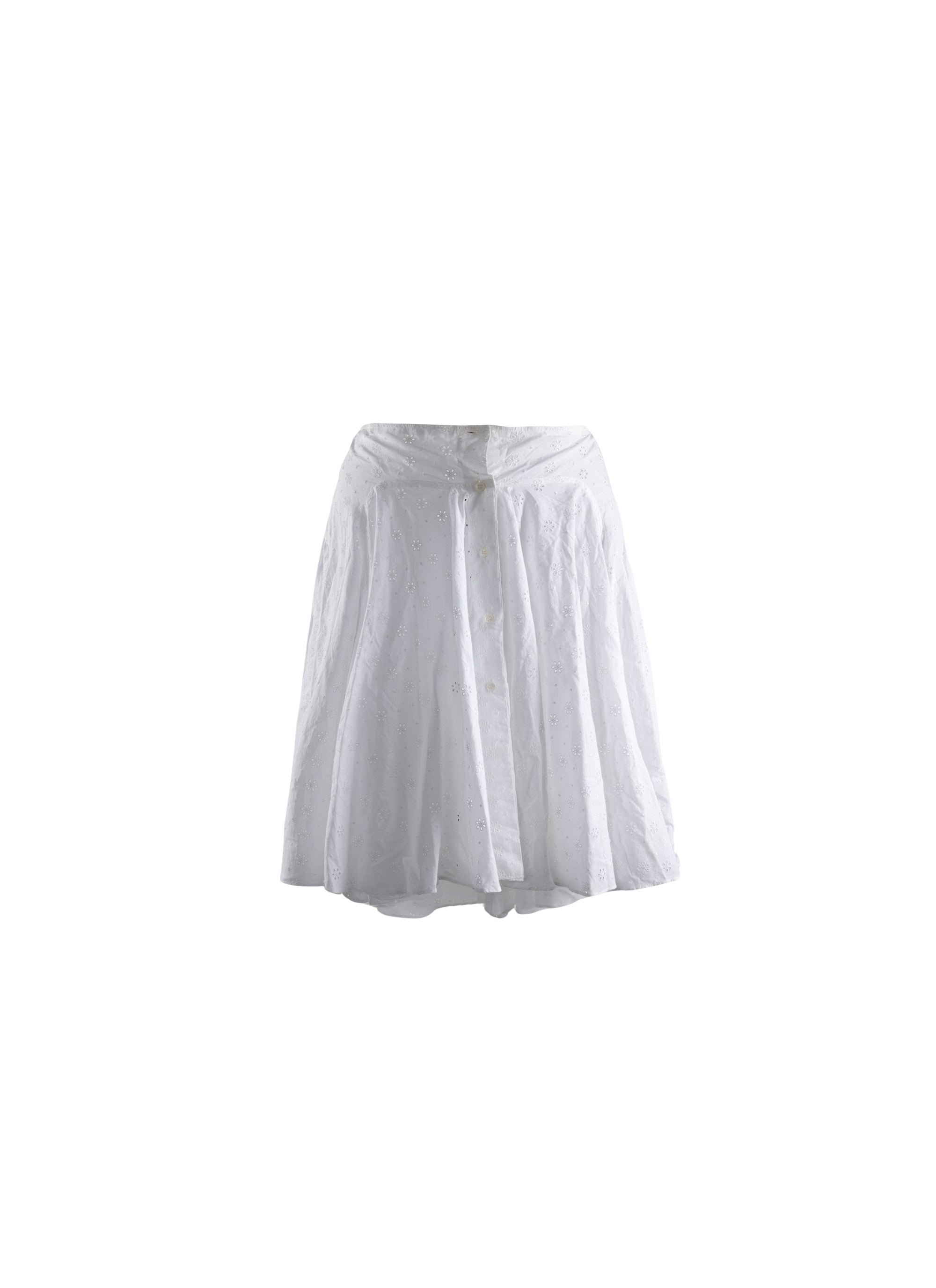 Jupe boutonnée ajourée sans doublure - Blanc intense