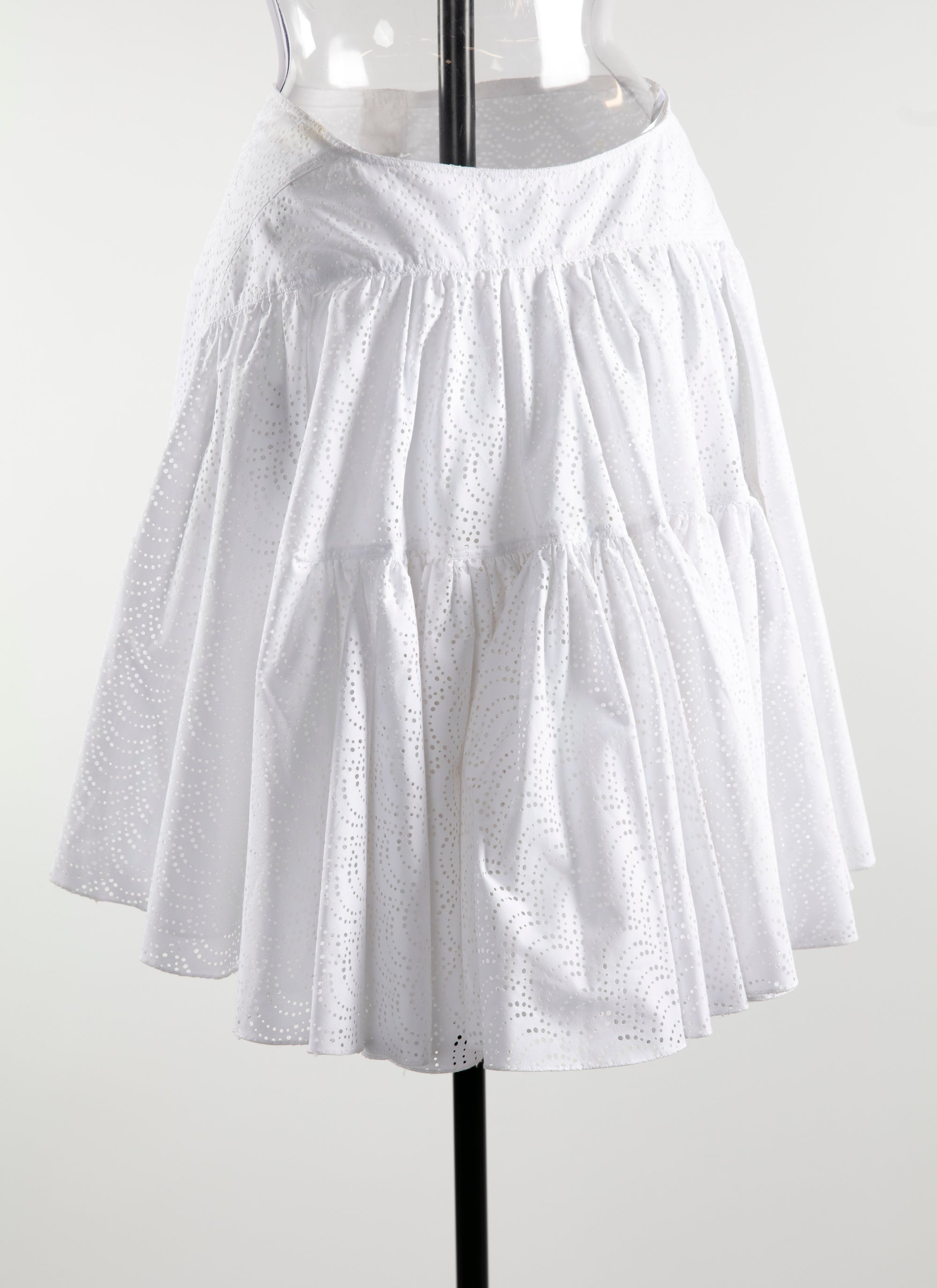 Jupe boutonnée ajourée sans doublure - Blanc