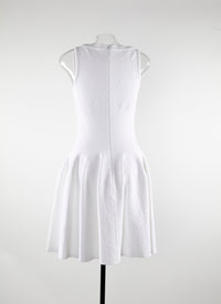 Robe évasée texturée à coupe nette - Blanc Nacre