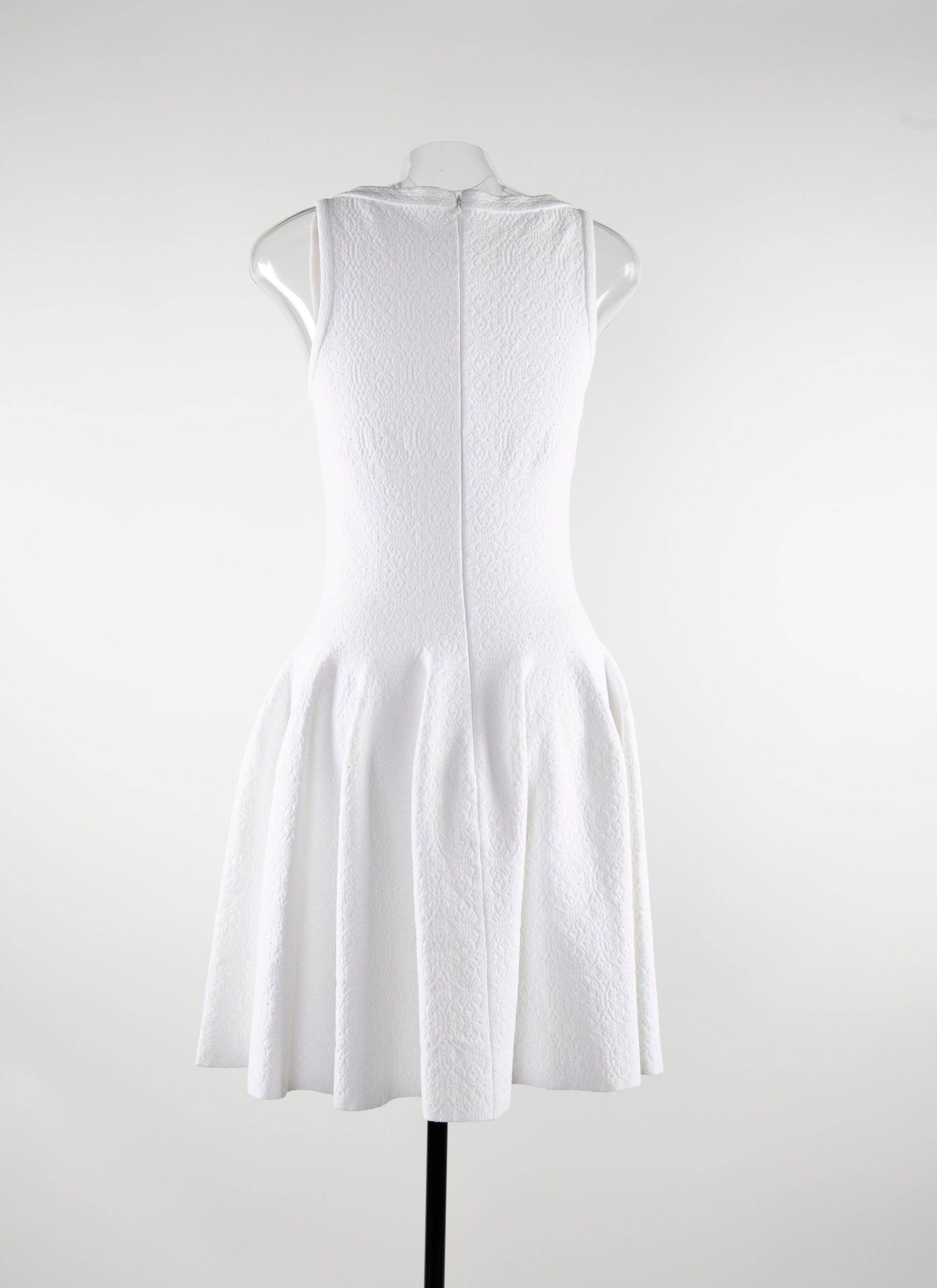 Robe évasée texturée à coupe nette - Blanc Nacre