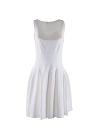 Robe évasée texturée à coupe nette - Blanc Nacre