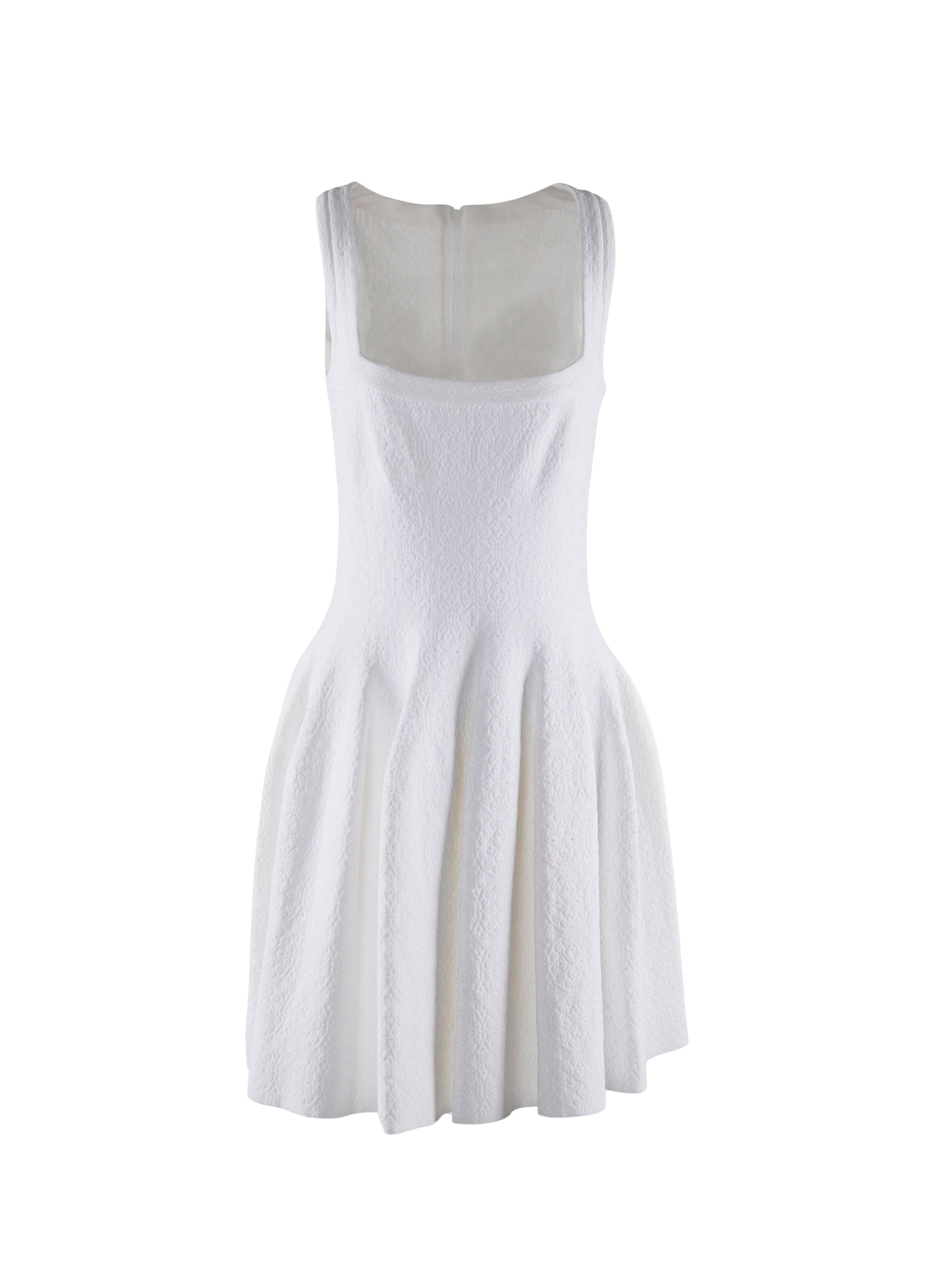 Robe évasée texturée à coupe nette - Blanc Nacre