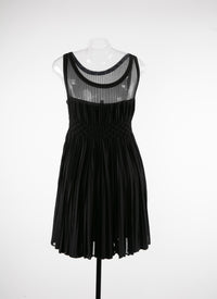 Pleated dress with sheer detail - Black intense