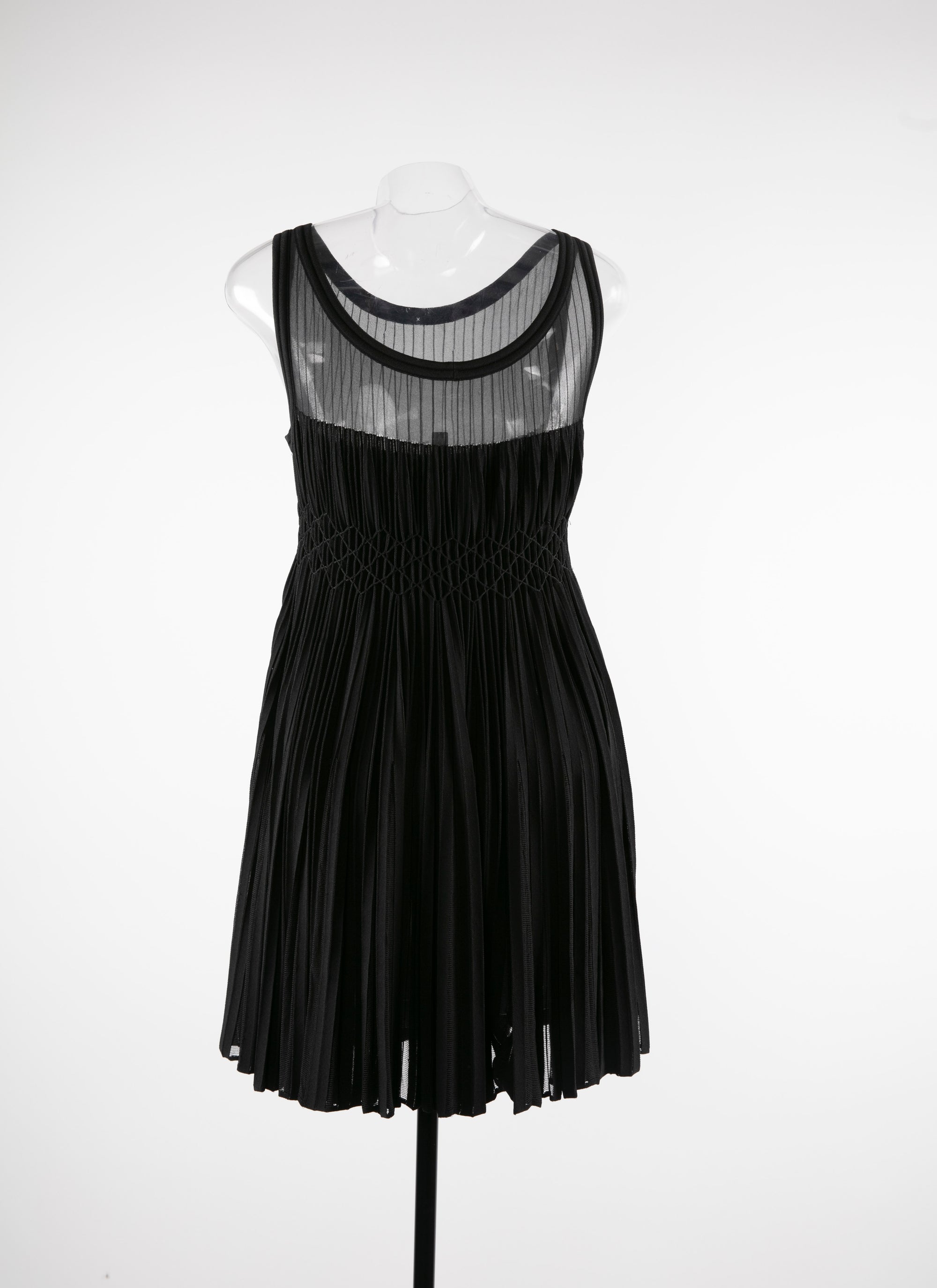 Pleated dress with sheer detail - Black intense