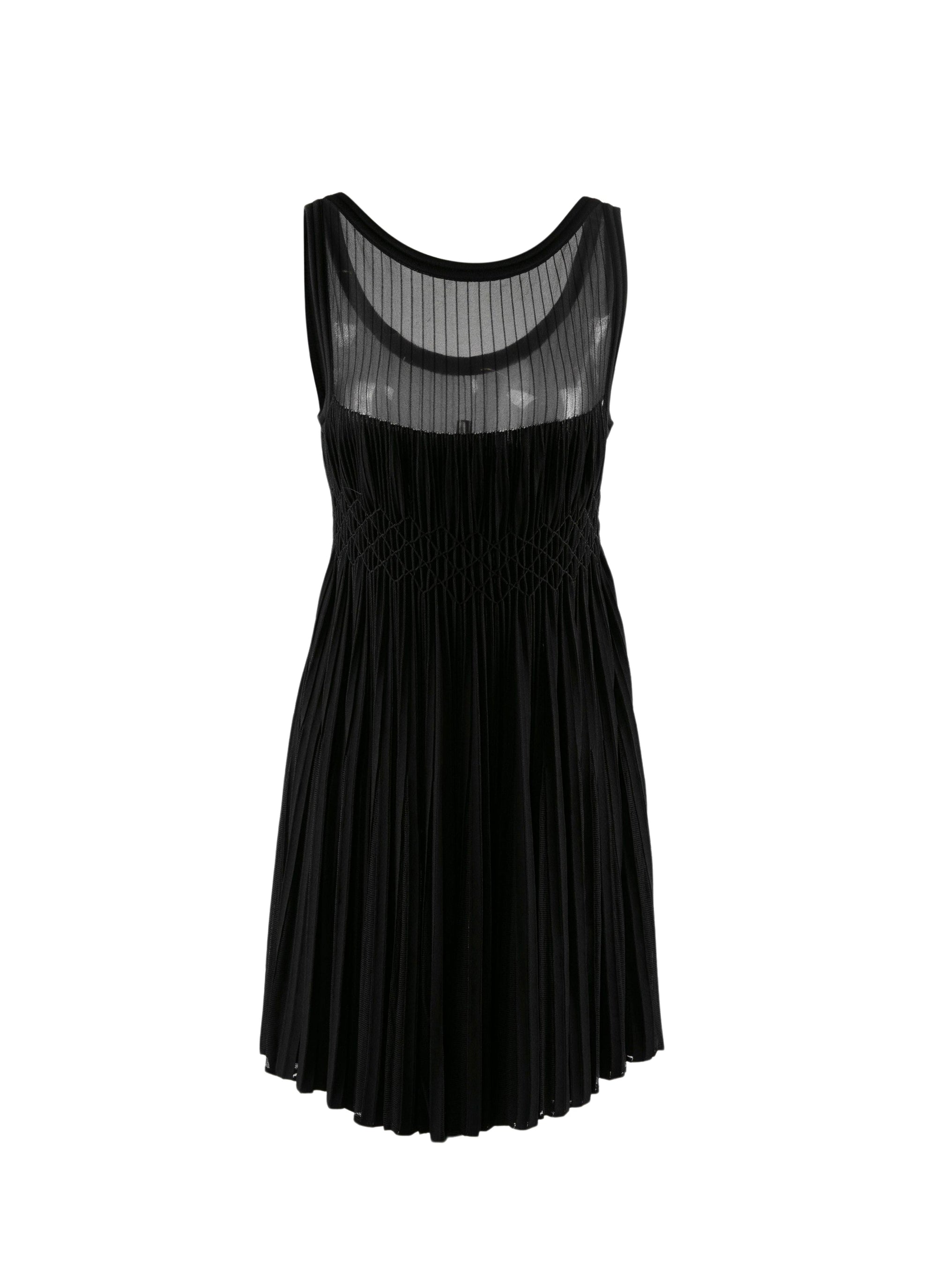 Pleated dress with sheer detail - Black intense