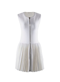 Sleeveless pleated zip dress - White iridescent