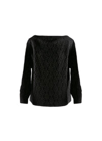 Pull à manches longues et motifs embossés en laine - Noir
