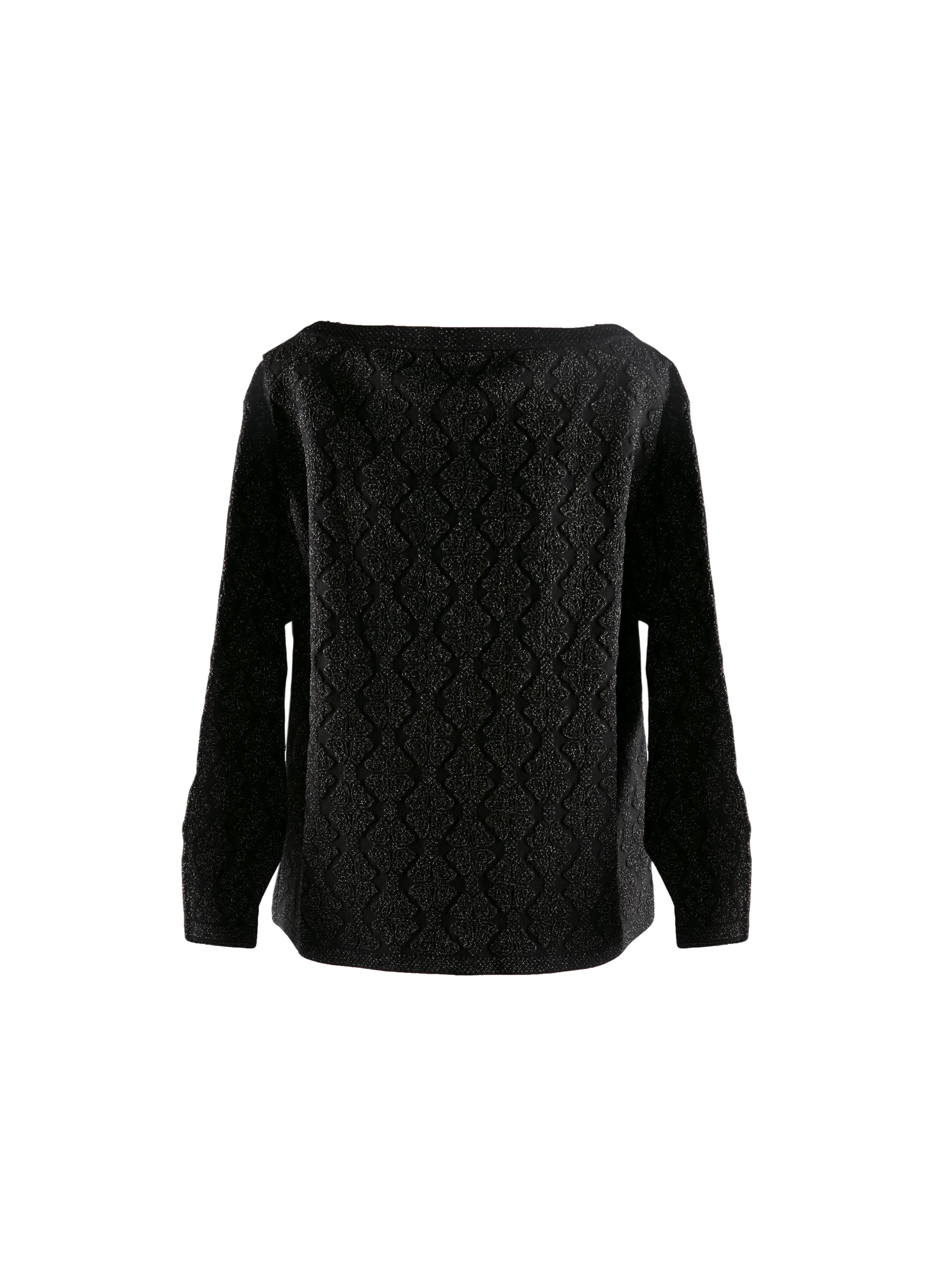 Pull à manches longues et motifs embossés en laine - Noir