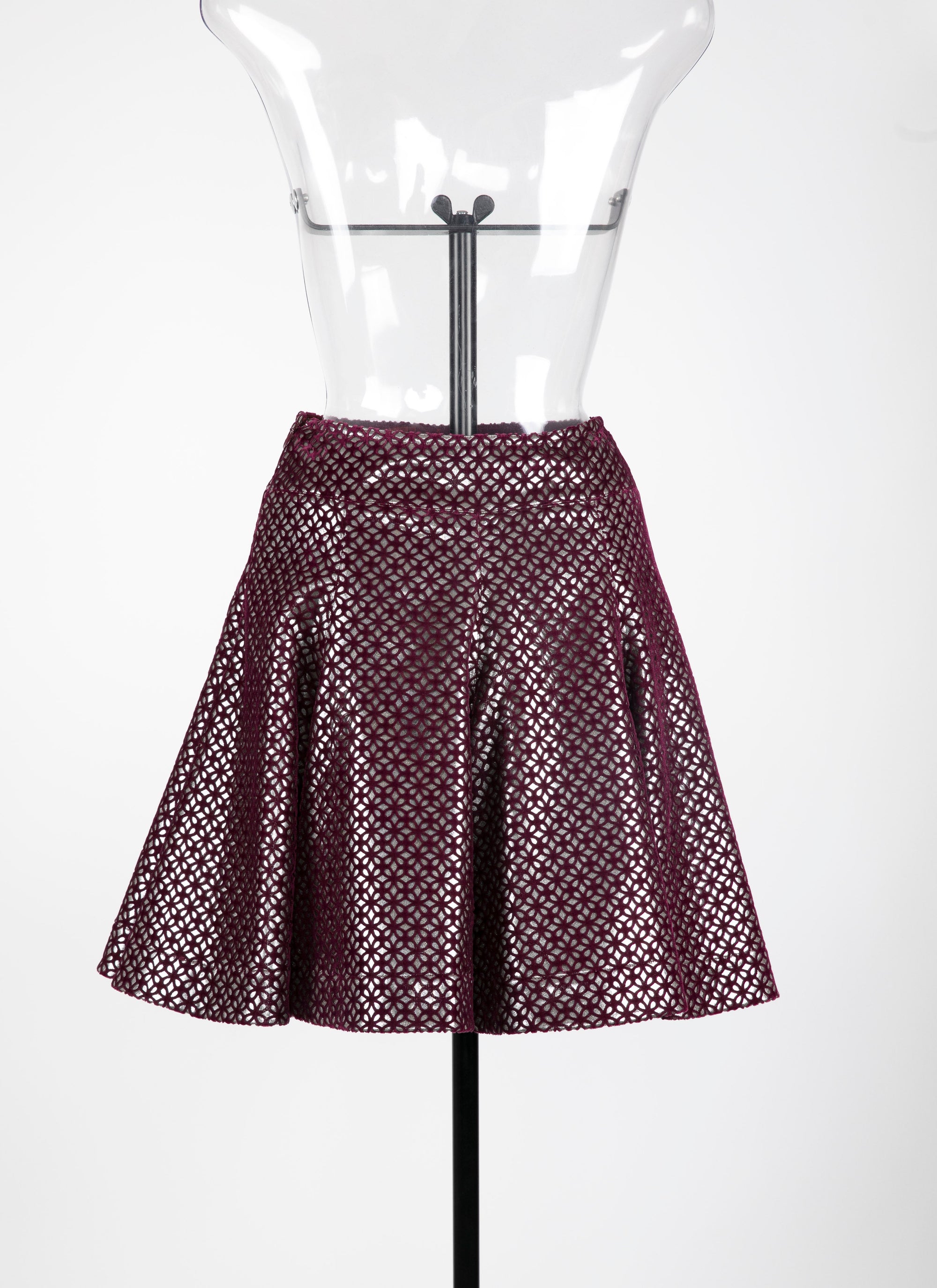 Short skirt in lily velvet - Garnet