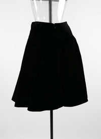 Plain mid-length skater skirt - Black intense