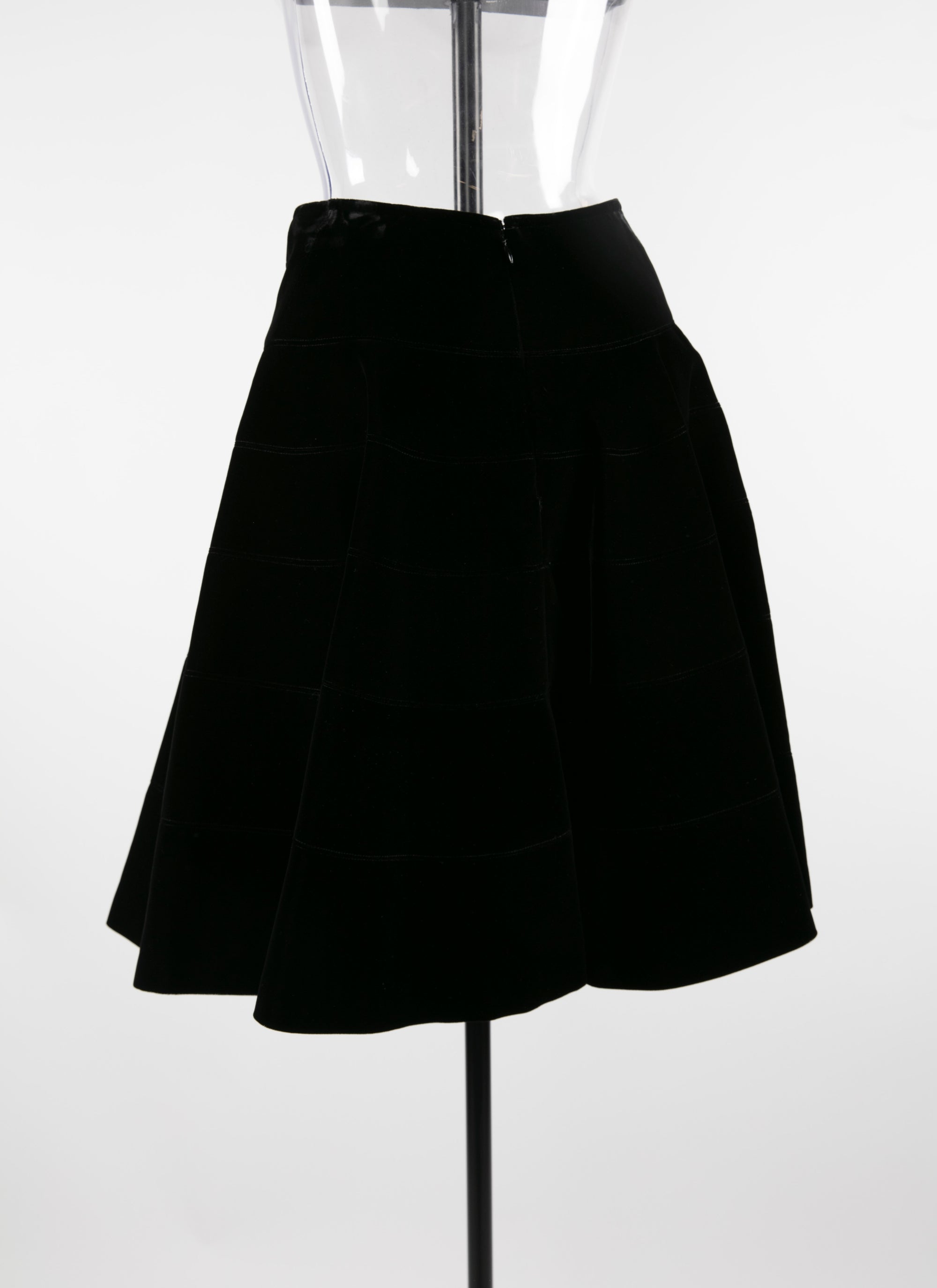 Plain mid-length skater skirt - Black intense
