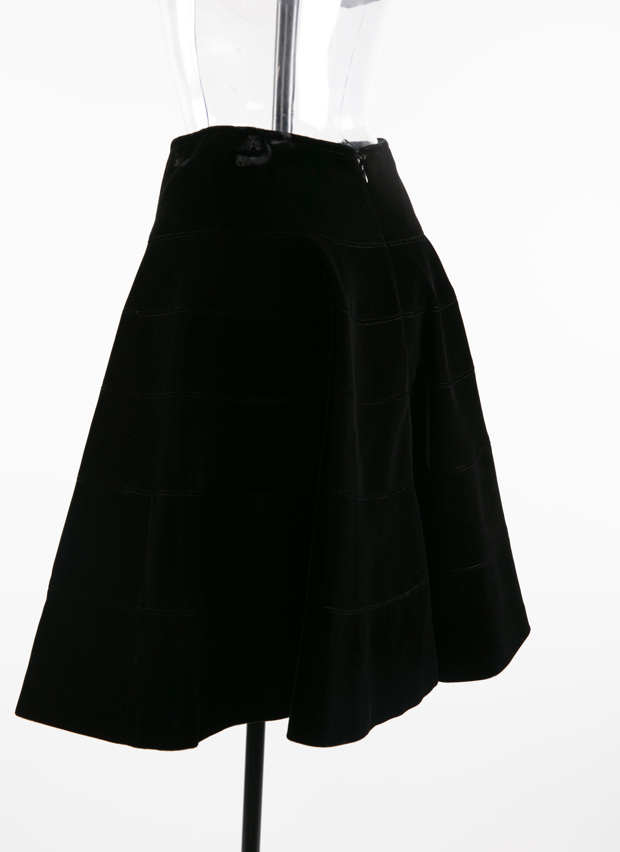 Plain mid-length skater skirt - Black intense