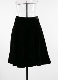 Plain mid-length skater skirt - Black intense