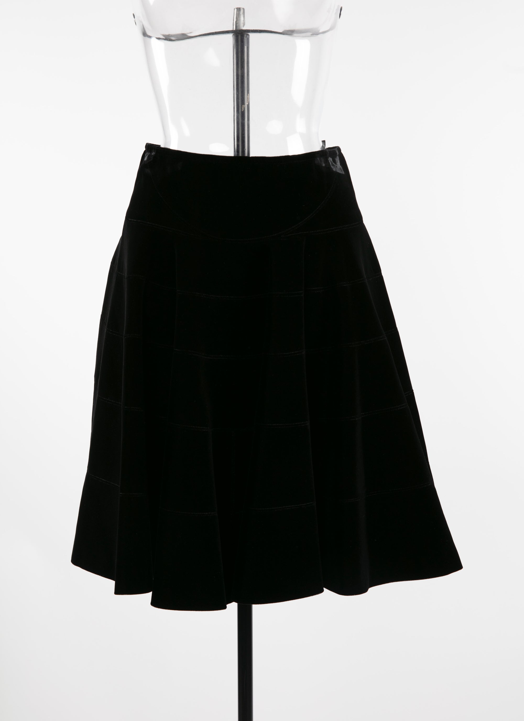 Plain mid-length skater skirt - Black intense
